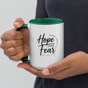 hope over fear | mug with color inside | motivational coffee mug | mental health gift | inspirational cup