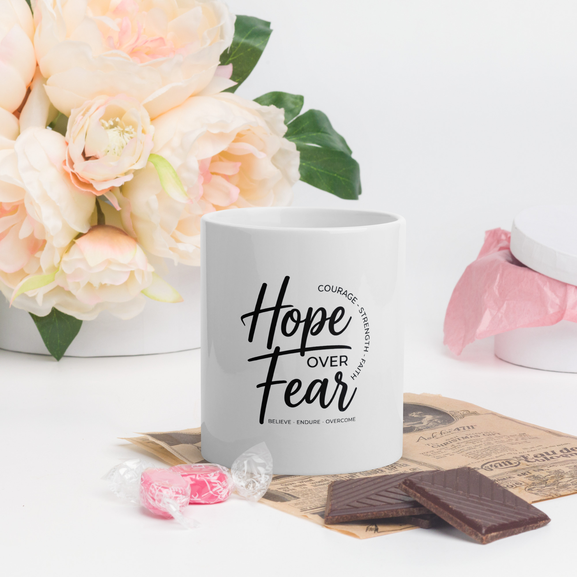 hope over fear | white glossy mug | motivational coffee mug | mental health gift | inspirational cup hope over fear | white glossy mug | motivational coffee mug | mental health gift | inspirational cup